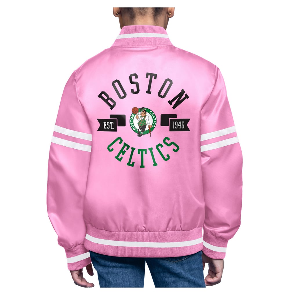  Boston Celtics Starter Youth Printed Logo Varsity Satin Full-Snap Jacket - Pink
